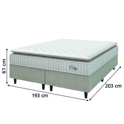 Cama Box Colchão Casal King Molas Ensacadas City Pillow Top 193x203x61cm Bege / Branco Hellen - 3