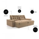Ver imagem 3 de Sofá com Chaise Houston 3 Lugares Retrátil Reclinável 210cm Bege Suede Cialar Móveis