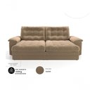 Ver imagem 2 de Sofá com Chaise Houston 3 Lugares Retrátil Reclinável 210cm Bege Suede Cialar Móveis