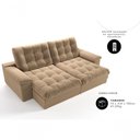Ver imagem 5 de Sofá com Chaise Houston 3 Lugares Retrátil Reclinável 210cm Bege Suede Cialar Móveis
