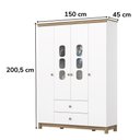Ver imagem 3 de Guarda Roupa Infantil 4 Portas 150 Cm Aconchego Branco Jequitiba Henn