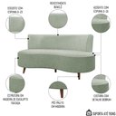 Ver imagem 3 de Sofá 2 Lugares para Sala Living 135cm Pés Palito Korah K04 Bouclê Verde Água - Mpozenato