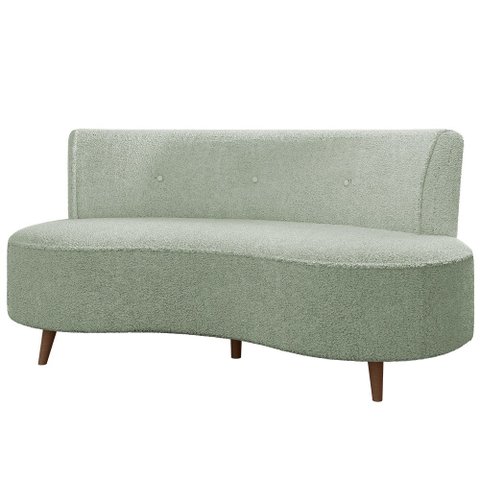 Sofá 2 Lugares para Sala Living 135cm Pés Palito Korah K04 Bouclê Verde Água - Mpozenato
