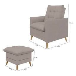 Poltrona Decorativa York C/ Puff em Veludojust Time - 6