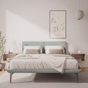 Ver imagem 1 de Base Box Cama Japonesa Toquio Queen com Cabeceira Almofada Linho Cinza - Luxo Estofados