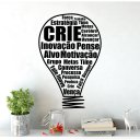 Ver imagem 1 de Adesivo de Parede Decorativo Frase Inovação e Ideias Lâmpada
