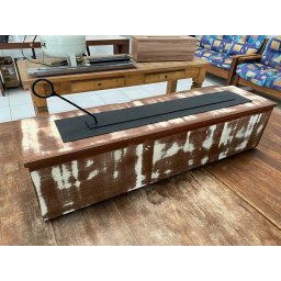 Lareira Ecológica 1,00m X 24cm com Rodinhas em 2 Opções (madeira de Demolição) - 1