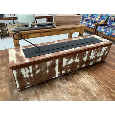 Lareira Ecológica 1,00m X 24cm com Rodinhas em 2 Opções (madeira de Demolição)