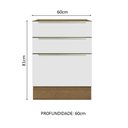 Ver imagem 3 de Balcão Madesa Lux 60 cm 3 Gavetas (Sem Tampo) Rustic/Branco Veludo