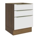 Ver imagem 1 de Balcão Madesa Lux 60 cm 3 Gavetas (Sem Tampo) Rustic/Branco Veludo