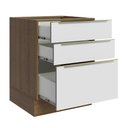 Ver imagem 4 de Balcão Madesa Lux 60 cm 3 Gavetas (Sem Tampo) Rustic/Branco Veludo