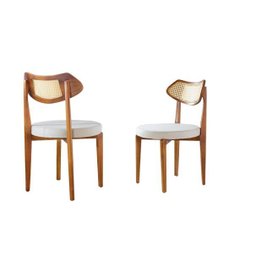 Kit 2 Cadeiras Madeira Maciça Encosto Curvado com Telinha Assento Arredondado Selene- Sala Nobre - 1