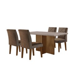Conjunto Sala de Jantar Mesa com 4 Cadeiras Cayman Espresso Móveis - 2