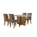 Ver imagem 2 de Conjunto Sala de Jantar Mesa com 4 Cadeiras Cayman Yescasa Marrom/Animalle Choc. Off White/Imbuia