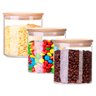 Kit de 3 Potes Herméticos Vidro Tampa Bambu 600ml U UNICA UNICA - 1