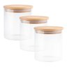 Kit de 3 Potes Herméticos Vidro Tampa Bambu 600ml U UNICA UNICA - 2