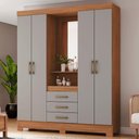 Ver imagem 2 de Guarda Roupa Casal Capelinha com Espelho 163 Cm B24 Nature Cinza Briz