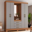 Ver imagem 6 de Guarda Roupa Casal Capelinha com Espelho 163 Cm B24 Nature Cinza Briz