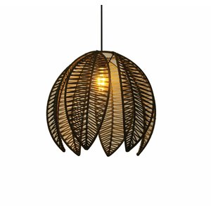 Lustre Pendente Pétala Boho Corda Náutica Sala Quarto:preto