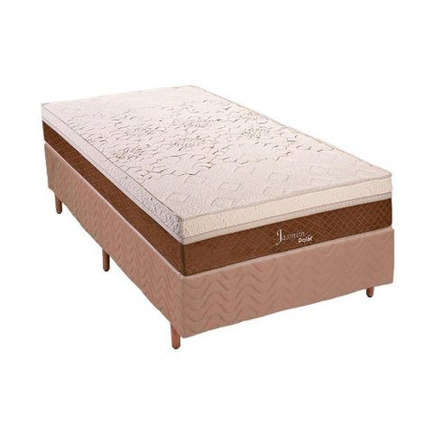Cama Box Solteiro: Colchão Molas Polar Jasmimbase Rústico Clean(88x188)