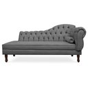 Ver imagem 1 de Divã Recamier Namoradeira Larissa 140cm com Capitonê - Esquerda Suede: Cinza
