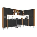Ver imagem 2 de Armário Cozinha Modulada Completa de Canto 464cm Pequim Pop Multimóveis Mp3772 Madeirado/preto