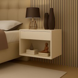 Mesa de Cabeceira Charme Suspensa Moderna Criado Quarto:off White - 2