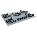 Ver imagem 2 de Cooktop Chamalar Bivolt Premium 5 Bocas Ultra Chama Vidro Temperado Marmorizado Branco