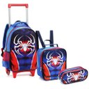 Ver imagem 6 de Kit Conjunto Mochila Homem Aranha Rodinha Carrinho Alças Costas Escolar Infantil Menino 2 em 1 + - A