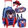 Kit Conjunto Mochila Homem Aranha Rodinha Carrinho Alças Costas Escolar Infantil Menino 2 em 1 + - A - 1