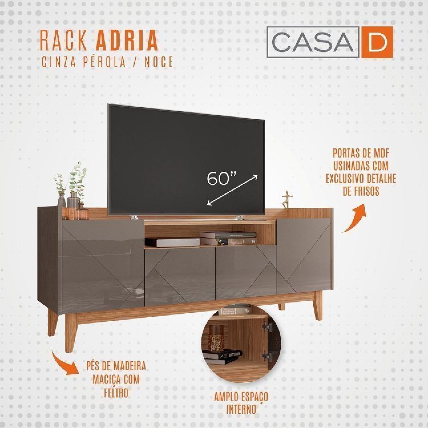 Rack com Painel para TV até 60 Polegadas Retrô Adria Esmeralda  - 4