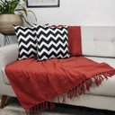 Ver imagem 2 de Manta para Sofá Terracota + 2 Capas de Almofada Preta