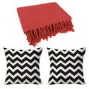 Ver imagem 1 de Manta para Sofá Terracota + 2 Capas de Almofada Preta