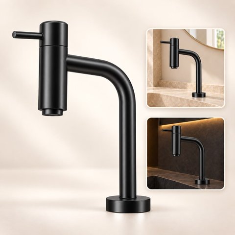 Torneira Nikko Preta Baixa Aço Inox 304 Luxo Goldenx
