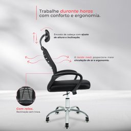 Cadeira Escritório Mesh Ergonômica Heads Top Bestchair Preta - 7
