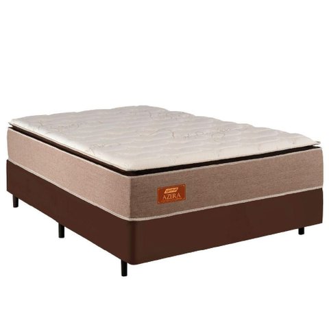 Cama Box Casal King Gazin Colchão com Molas Ensacadas 193x203x72cm Azera Branco/bege