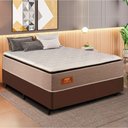 Ver imagem 2 de Cama Box Casal King Gazin Colchão com Molas Ensacadas 193x203x72cm Azera Branco/bege