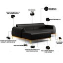 Ver imagem 4 de Sofá 5 Lugares com Chaise Esquerdo Sala Estar Molino 300cm D02 Couríssimo Preto B-159 - Lyam