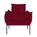 Ver imagem 3 de Poltrona Sofá Luxo Base Metal Preto Recepção Escritório Vermelho