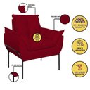 Ver imagem 6 de Poltrona Sofá Luxo Base Metal Preto Recepção Escritório Vermelho