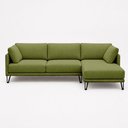 Ver imagem 1 de Sofá Sala de Estar Atena Chaise Direito Pés de Ferro 314cm 5 Lugares Bouclê Verde Claro M1 - Monari