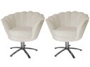 Ver imagem 1 de Kit 2 Poltronas Decorativa Pétala Base Giratória Metal Suede Bege Ms Decor