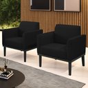 Ver imagem 2 de Poltrona Base Madeira Preto Kit 2 Maressa Linho Preto - Ibiza