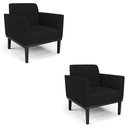 Ver imagem 1 de Poltrona Base Madeira Preto Kit 2 Maressa Linho Preto - Ibiza