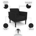Ver imagem 3 de Poltrona Base Madeira Preto Kit 2 Maressa Linho Preto - Ibiza