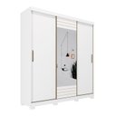 Ver imagem 4 de Guarda-Roupa Casal 3 Portas de Correr com Espelho e Pés 199cm 100% MDF Roma Espresso Móveis Branco