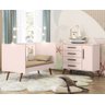 Quarto Infantil Retro Qencanto com Cômoda  e Berço Rosa - Qmovi - 2