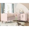 Quarto Infantil Retro Qencanto com Cômoda  e Berço Rosa - Qmovi - 1