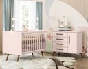 Ver imagem 1 de Quarto Infantil Retro Qencanto com Cômoda  e Berço Rosa - Qmovi