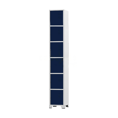 Armário Roupeiro de Aço 6 Portas para Vestiário Academia Locker Azul Marinho com Chave